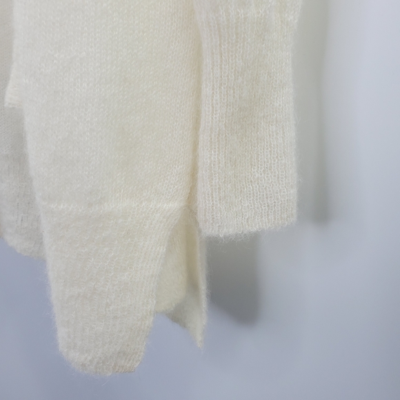 Rebecca Taylor Fuzzy Sheer Open Draped Cardigan Mohair Alpaca Cream Cozy - Picture 4 of 8